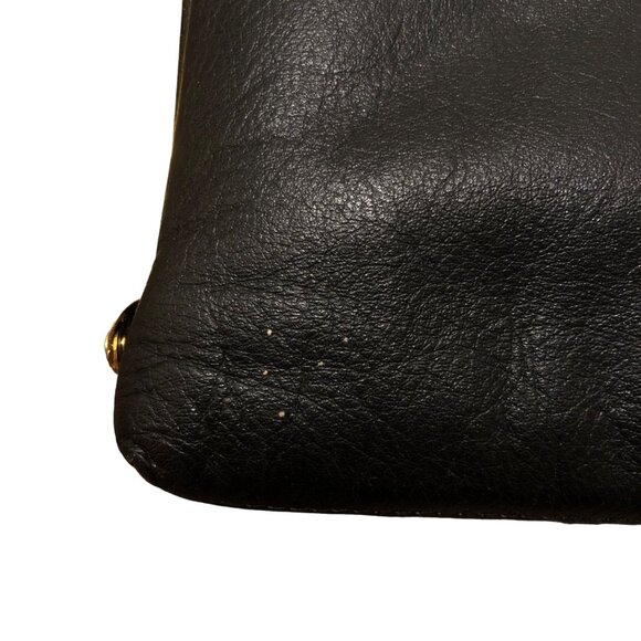 Vintage Solid Black Gold Hardware Crossbody Clutch - Picture 4 of 11